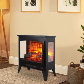 21 InchThree-sided Freestanding Electric Fireplace Stove Heater With 3D Flame Effect With Remote Control--Self-pickup Is Not Supported