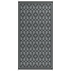 Reversible Outdoor Rug, Waterproof Plastic Straw With Carry Bag, 9 X 18, Black & Gray Lantern